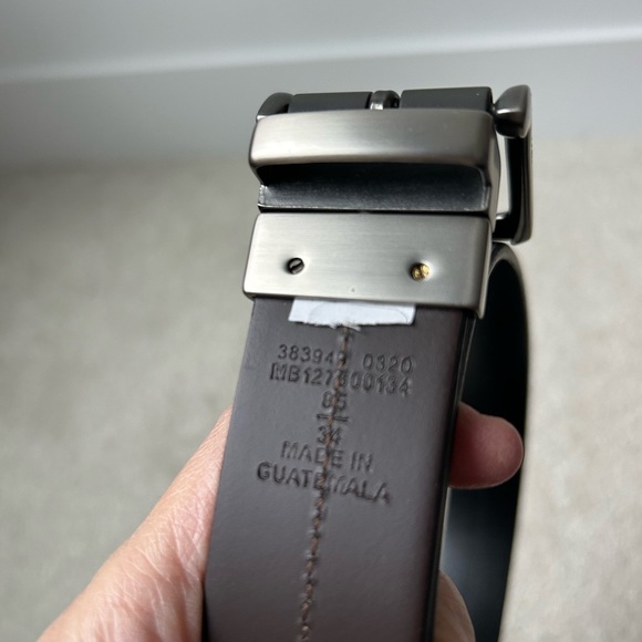 Fossil reversible leather men belt brown/ black silver buckle - Picture 2 of 12